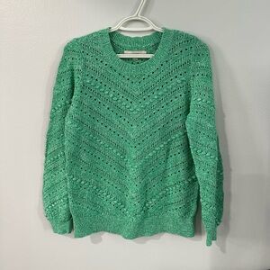 LOFT Light Green/Mint Textured Crew Neck Sweater